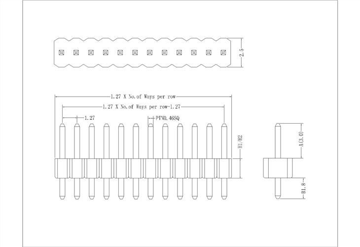 1.27mm Pitch Straight Type Single Row PHCS03-XXS-AB-XXX B